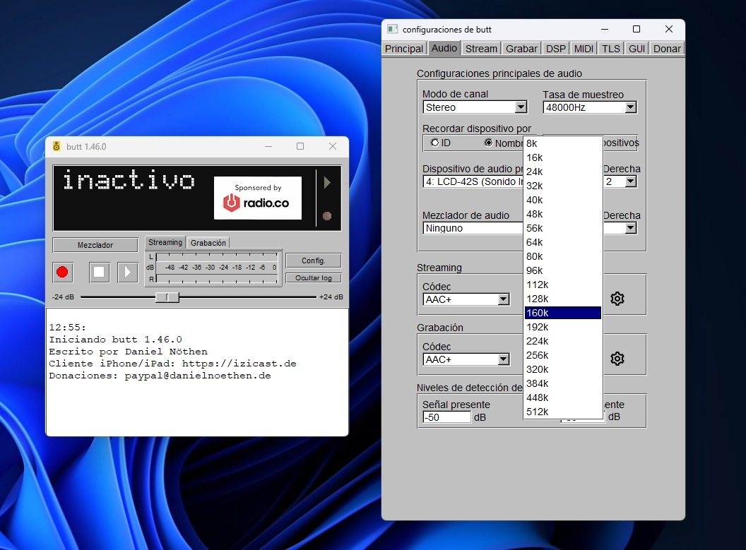 Configuración de bitrate en OBS